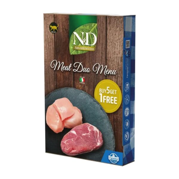 Farmina N&D Natural Meat Duo Menu Pollo y Cordero Latas para Gatos Pack 6×70 g