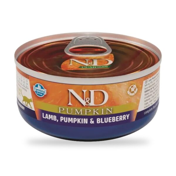 Farmina N&D Pumpkin Cordero, Calabaza y Arándanos Comida Húmeda para Gatos Pack 24×80 g - unidad
