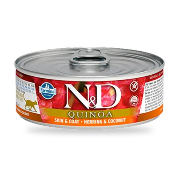 Farmina N&D Quinoa Skin & Coat Arenque Comida Húmeda para Gatos Pack 24×80 g - unidad
