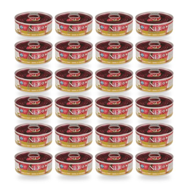Farmina N&D Quinoa Skin & Coat Codorniz Comida Húmeda para Gatos Pack 24×80 g