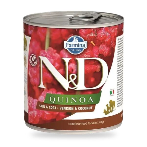 Farmina N&D Quinoa Skin & Coat Venado Comida Húmeda para Perros Pack 6×285 g - unidad