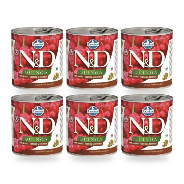 Farmina N&D Quinoa Skin & Coat Venado Comida Húmeda para Perros Pack 6×285 g