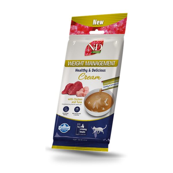 Farmina N&D Quinoa Weight Management Creamy Snack de Pollo y Atún para Gatos 15×60 Gr - unidad
