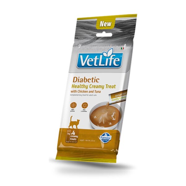 Farmina Vet Life Diabetic Creamy Snack de Pollo y Atún para Gatos 15×60 g - unidad