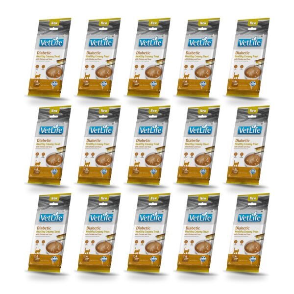 Farmina Vet Life Diabetic Creamy Snack de Pollo y Atún para Gatos 15×60 g