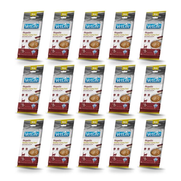 Farmina Vet Life Hepatic Creamy Snack de Pollo y Atún para Gatos 15×60 Gr