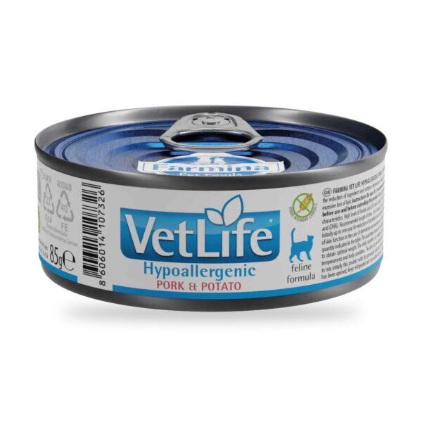 Farmina Vet Life Hypoallergenic Cerdo y Patata Comida Húmeda para Gatos Pack 12×85 g - unidad