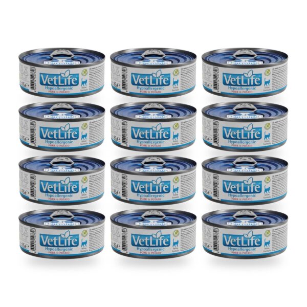 Farmina Vet Life Hypoallergenic Cerdo y Patata Comida Húmeda para Gatos Pack 12×85 g