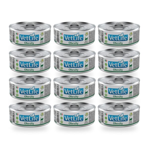 Farmina Vet Life Obesity Comida Húmeda para Gatos Pack 12×85 g