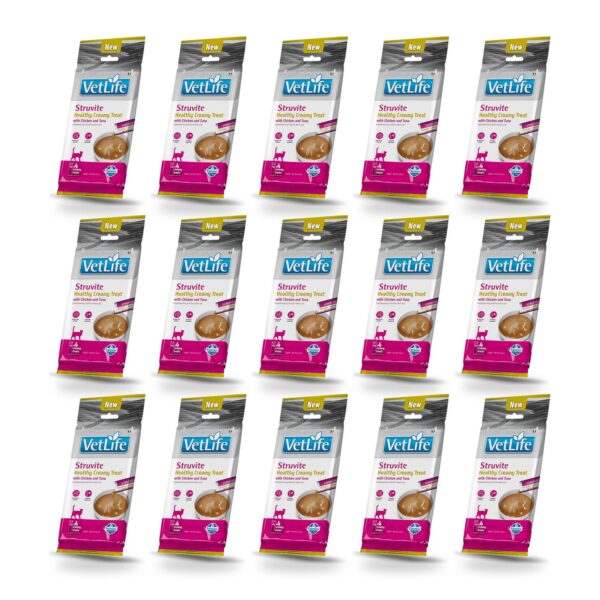 Farmina Vet Life Struvite Creamy Snack de Pollo y Atún para Gatos 15×60 Gr