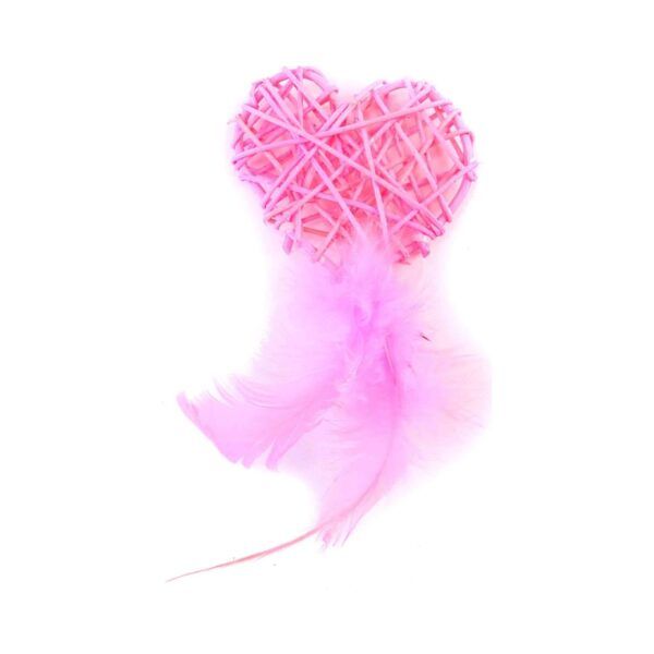 Freedog Corazón con Plumero 13 x 6,5 cm Rosa Para Gatos