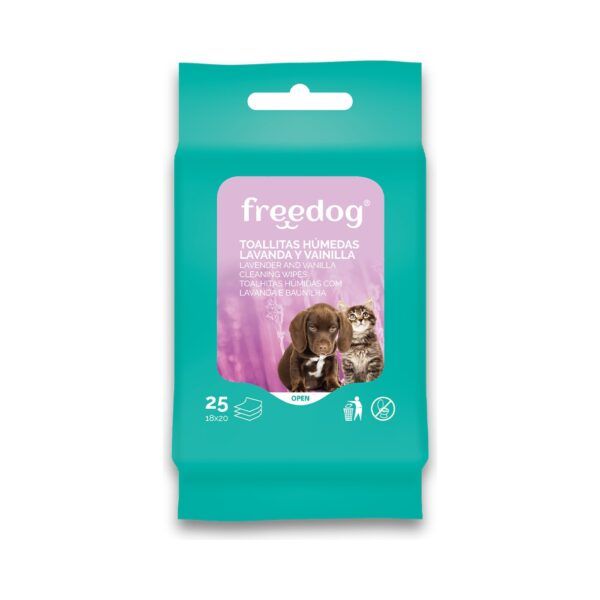 Freedog Toallitas Humedas Lavanda/Vainilla Pocket 25ud 18 x 20 cm Para Perros