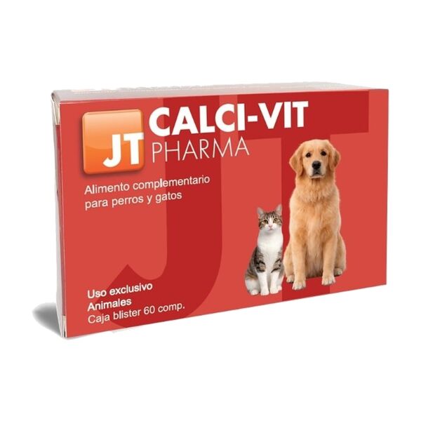 JT Pharma Calci Vit 60 comprimidos para perros y gatos con calcio y vitaminas A, D3 y E (calci vit 60 comprimidos)