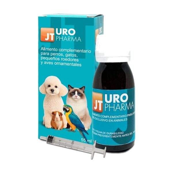 JT Pharma Uro Pharma en comprimidos y jarabe, apoyo urinario para perros y gatos (uro pharma jarabe 55 ml)