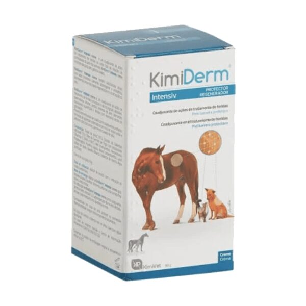 Tubo de KimiDerm Intensiv, crema para el cuidado de la piel de perros, gatos y caballos