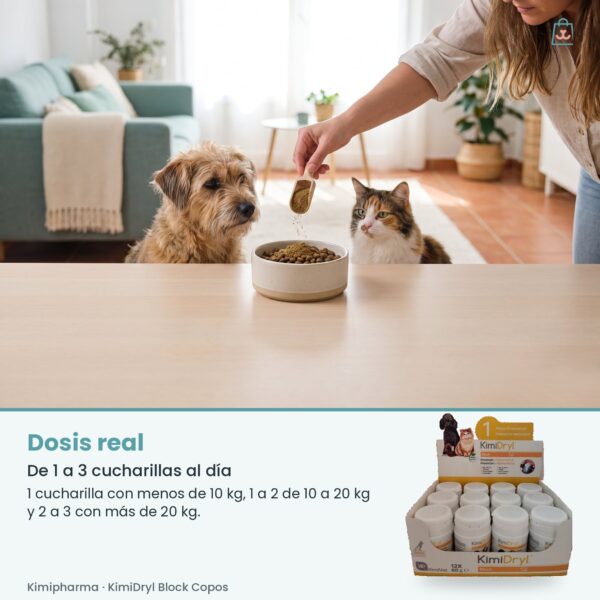 Dosis real de Kimipharma KimiDryl Block Copos: De 1 a 3 cucharillas al día