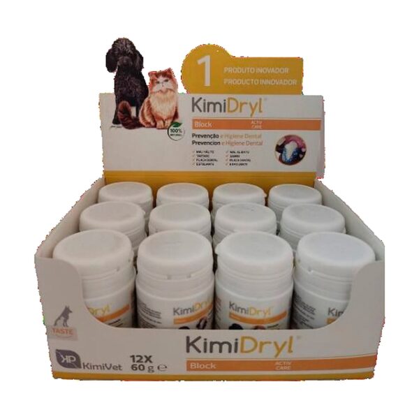 Caja de KimiDryl Block de 12 envases de 60 g para el cuidado bucal de perros y gatos