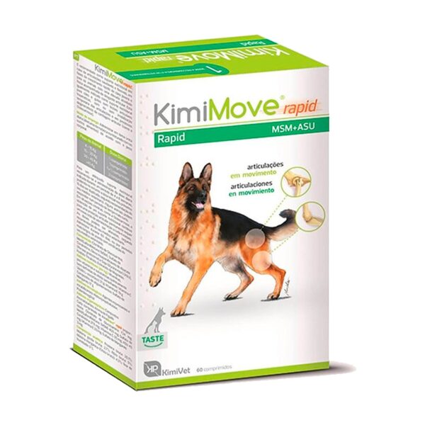 Envase de KimiMove Rapid, condroprotector en comprimidos para perros y gatos