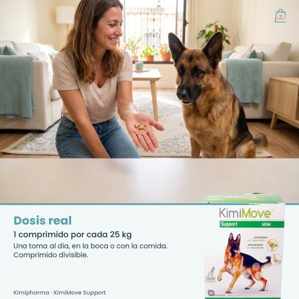 Dosis real de Kimipharma KimiMove Support: 1 comprimido por cada 25 kg