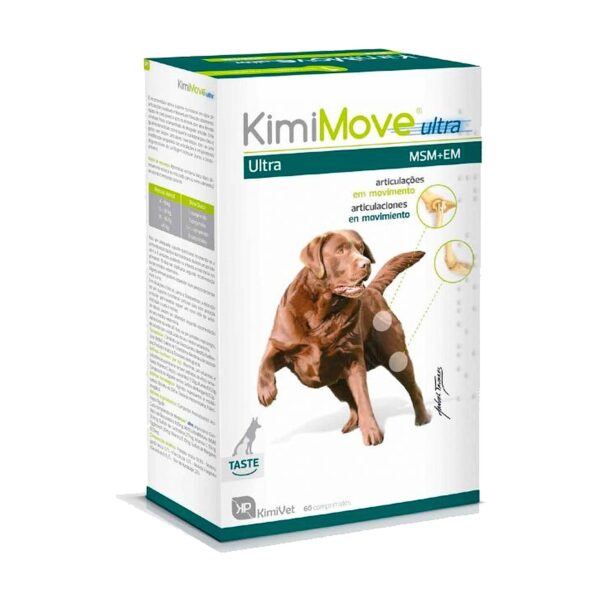 Envase de KimiMove Ultra, condroprotector en comprimidos para perros y gatos