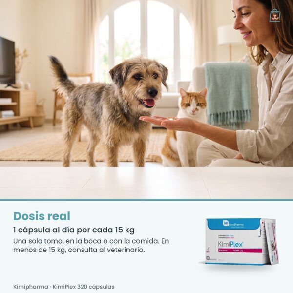 Dosis real de Kimipharma KimiPlex 320 cápsulas: 1 cápsula al día por cada 15 kg