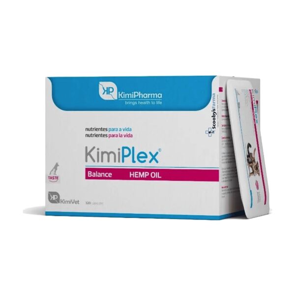 Envase de 320 cápsulas de KimiPlex para perros y gatos de Kimipharma