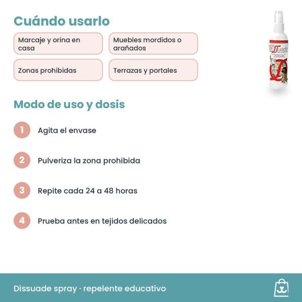 Cómo usar Dissuade: pulverizar la zona cada 24 a 48 horas