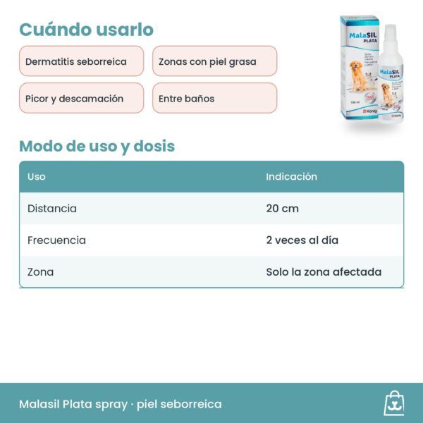 Cómo usar Malasil spray: 20 cm, dos veces al día