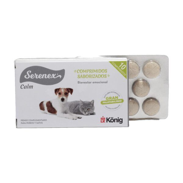 Estuche de Serenex Calm de König, comprimidos para el estrés en perros y gatos