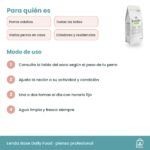 Pauta de uso de Lenda Base Daily Food: ración según tabla del saco, una o dos tomas y agua fresca