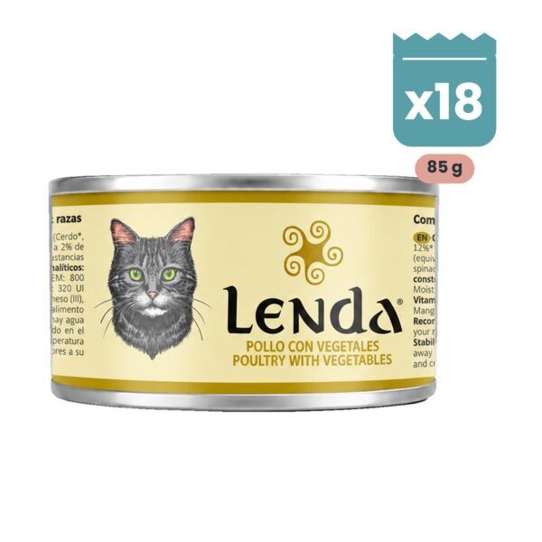 Pack de 18 latas Lenda Delicat bocaditos en salsa de pollo con vegetales para gatos de 85 g