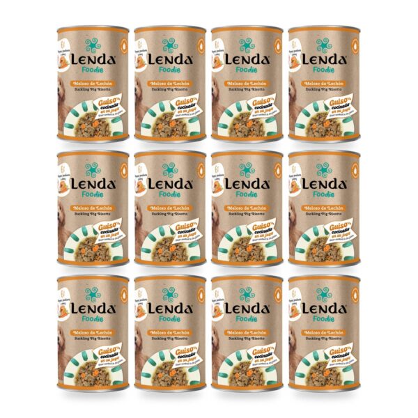 Lenda Foodie Meloso De Lechón Guiso Para Perros Pack Ahorro 12×380 g (12 unidades)