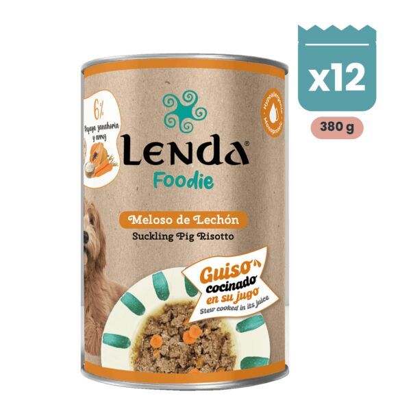 Pack de 12 latas Lenda Foodie Meloso de Lechón guiso para perros de 380 g