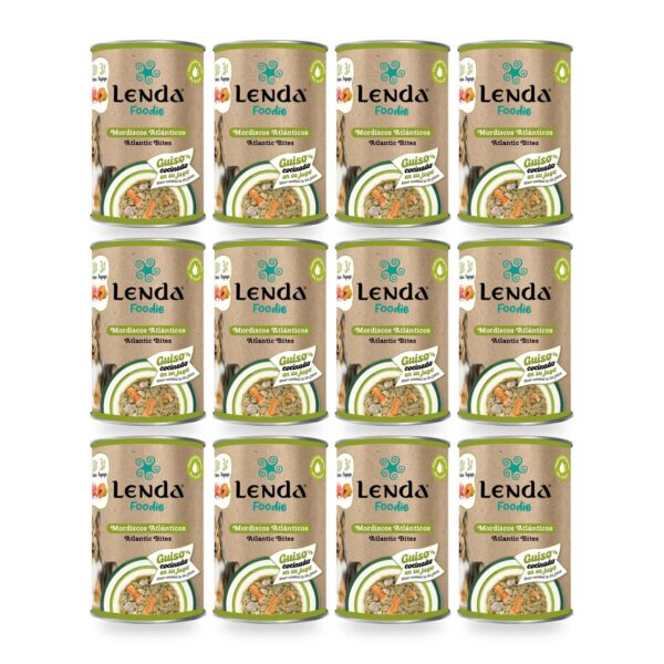 Lenda Foodie Mordiscos Atlánticos Guiso De Salmón Y Arenque Para Perros Pack Ahorro 12×380 g (12 unidades)