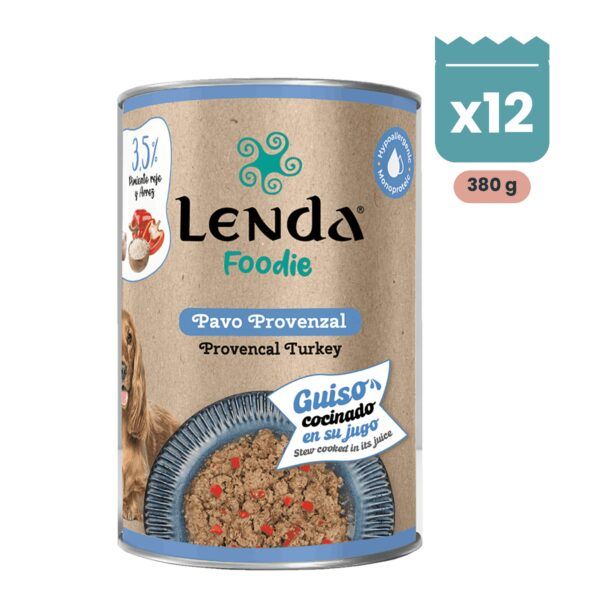 Pack de 12 latas Lenda Foodie Pavo Provenzal guiso para perros de 380 g