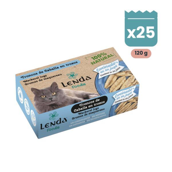 Pack de 25 latas Lenda Foodie troncos de caballa en trozos para gatos de 120 g