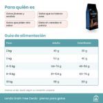 Tabla de alimentación de Lenda Grain Free Cerdo para gatos en gramos al día