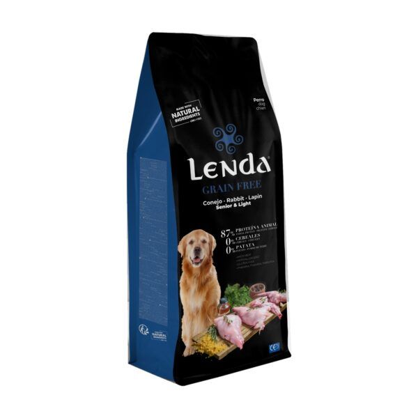 Saco de Lenda Grain Free Light y Senior pienso sin cereales de conejo y pescado para perros