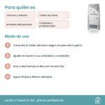Pauta de uso de Lenda LC Meat & Fish: ración según tabla del saco, una o dos tomas y agua fresca