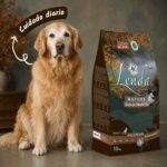 Golden retriever senior junto al saco de Lenda Nature Senior Mobility