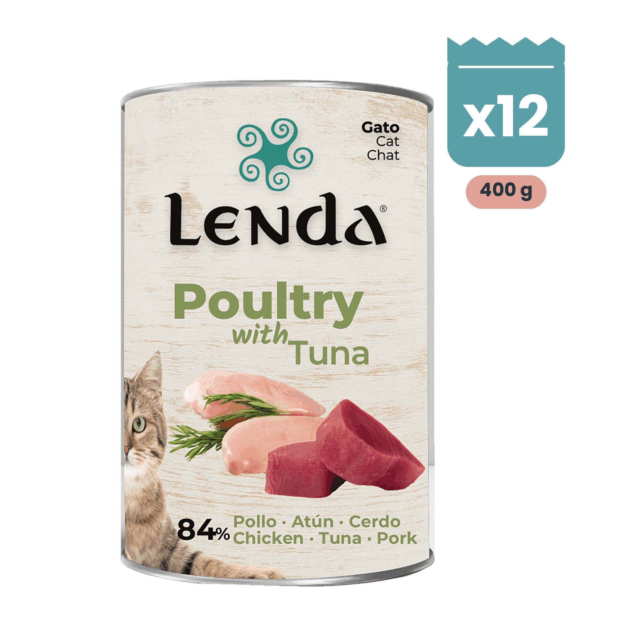Pack de 12 latas Lenda paté de aves de corral y atún para gatos de 400 g Pack de 12 latas Lenda paté de aves de corral y atún para gatos de 400 g