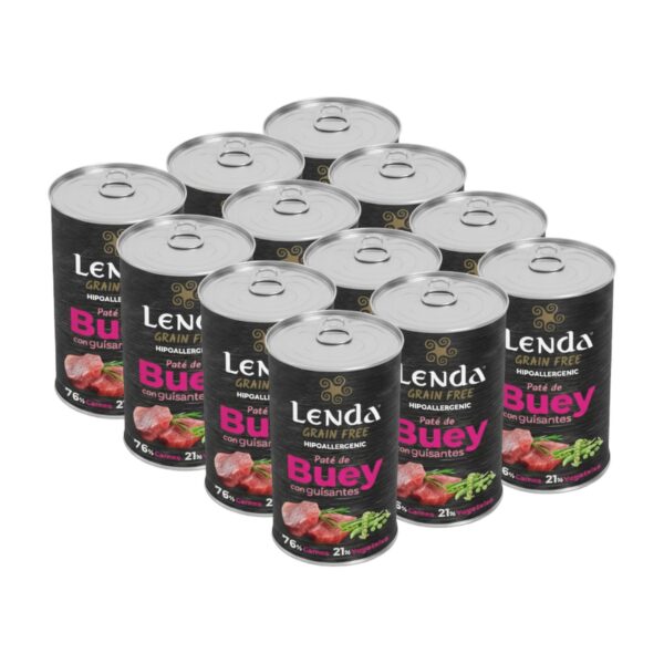 Lenda Paté De Buey Con Guisantes Para Perros Pack Ahorro 12×400 g
