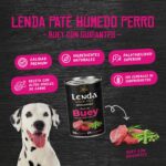 Perro dálmata junto a una lata de paté Lenda de buey con guisantes