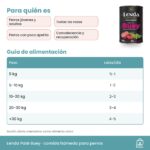 Tabla de alimentación del paté Lenda de buey en latas de 400 g al día según peso