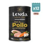 Pack de 12 latas Lenda paté de pollo con zanahorias para perros de 400 g