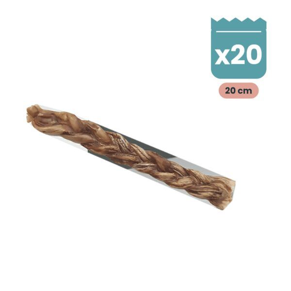 Lenda Snack Nervio Trenzado 20 cm, snack natural masticable para perros, pack de 20 unidades