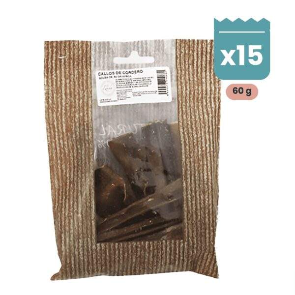 Lenda Snack Callos de Cordero para perros, Pack Ahorro de 15 bolsas de 60 g