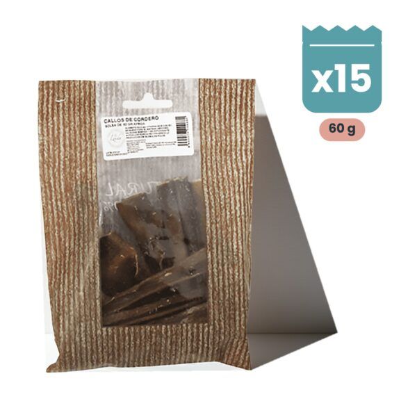 Lenda Snack Callos de Cordero para perros, Pack Ahorro de 15 bolsas de 60 g