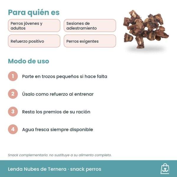 Modo de uso del Snack Nubes de Ternera Lenda para perros