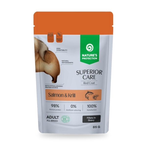 Nature’s Protection Red Dog Comida Húmeda Sin Cereales Salmón Y Krill Para Perros Pelaje Rojo Pack 12×85 g - unidad